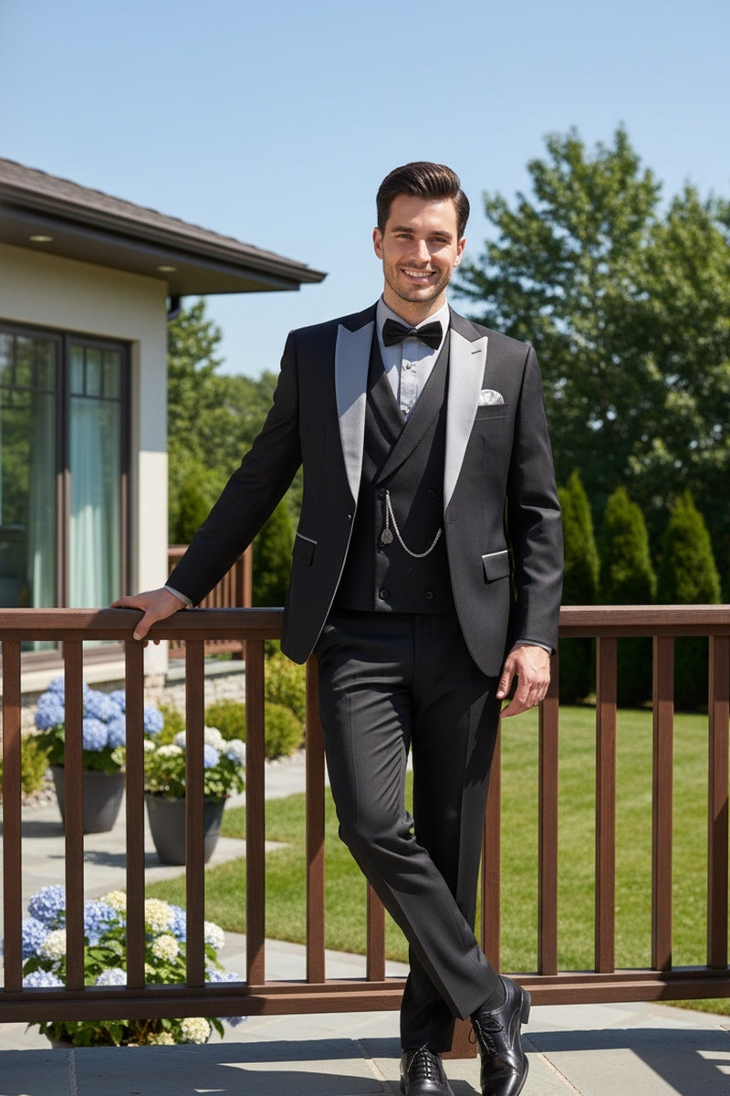 Black 1-Button Peak Tuxedo