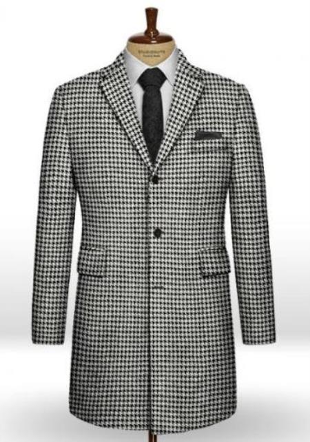 Houndstooth Double Breasted Car Coat