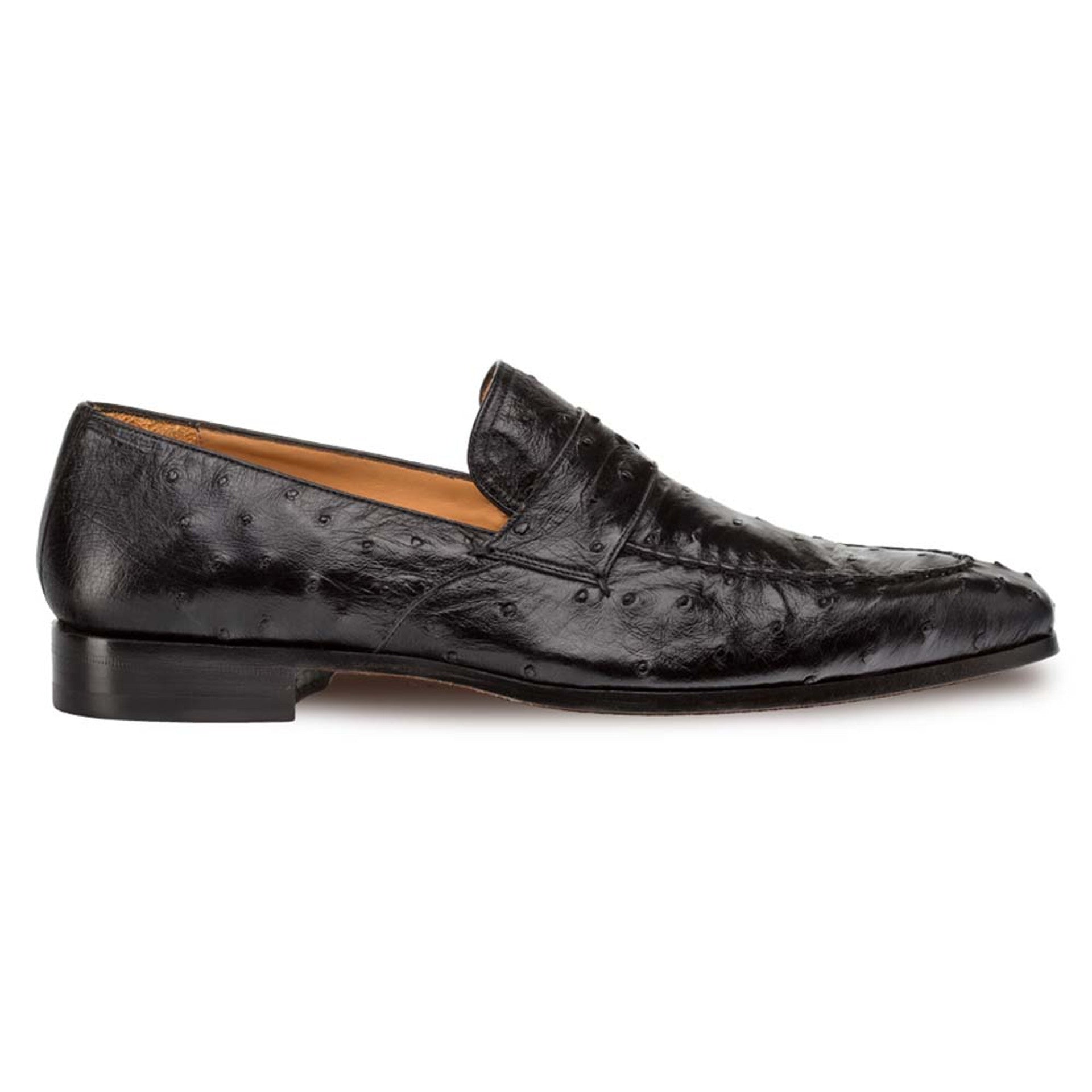 Lisbon Black Ostrich Slip On by Mezlan