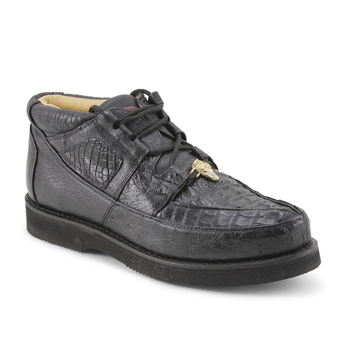Men's Caiman & Ostrich Black Boots by Los Altos