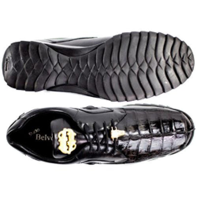 Belvedere Vasco Black Hornback Crocodile Sneakers