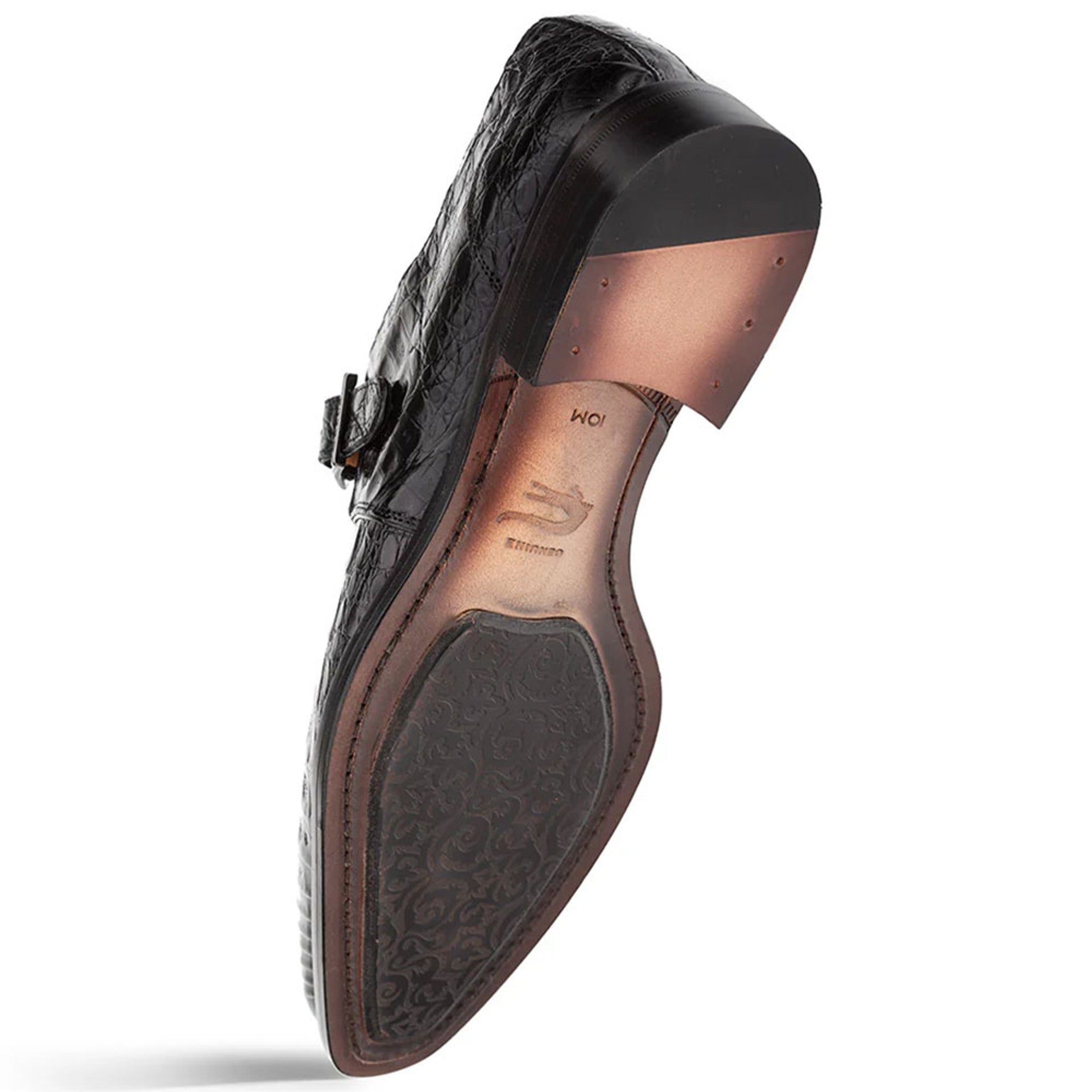 Gigolo Black Crocodile Single Monk-Strap Loafers