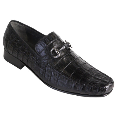 Black Caiman Crocodile Slip-On Loafers