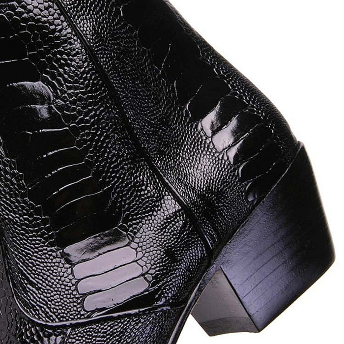 Los Altos Genuine Ostrich Leg Leather Ankle Boots