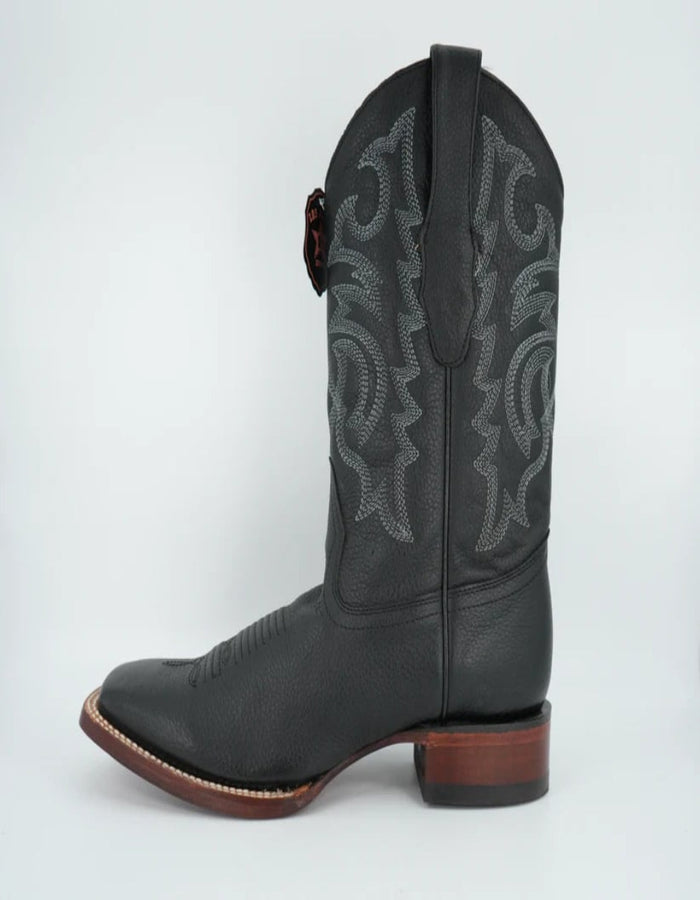 Los Altos Grisly Leather Black Square Toe Boot