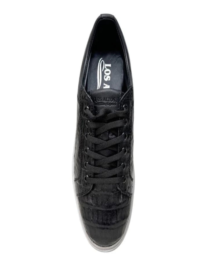 Black Caiman Crocodile Low Top Sneakers