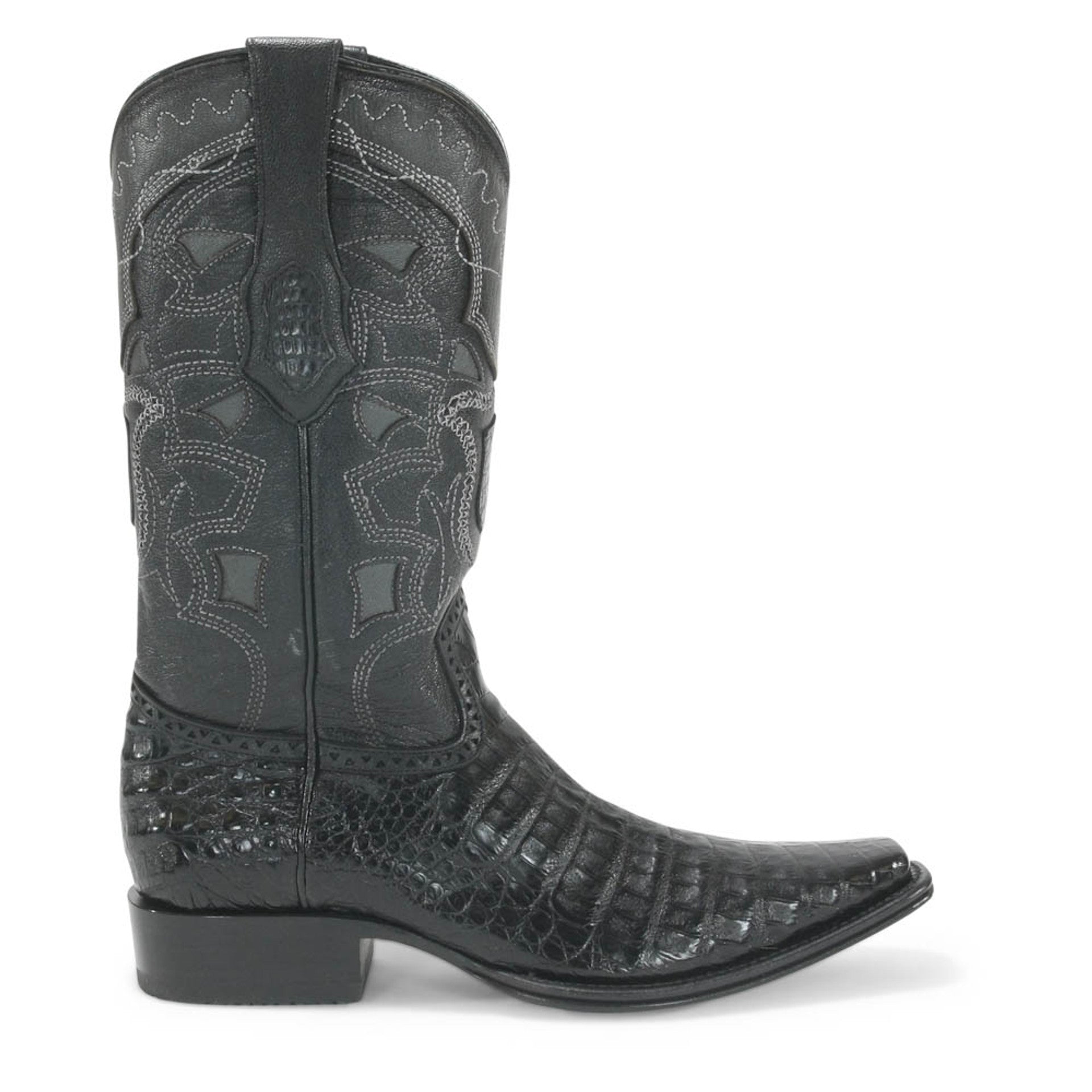 Los Altos Black Caiman Square Toe Boots