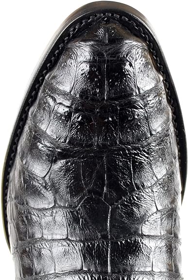 Original Black Caiman Belly Skin Round Toe Boot