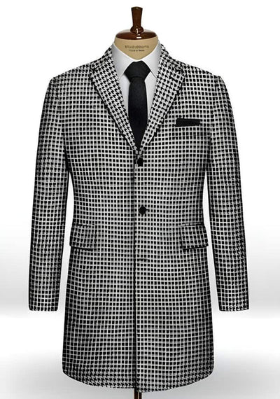 Houndstooth Checker Black Car Coat