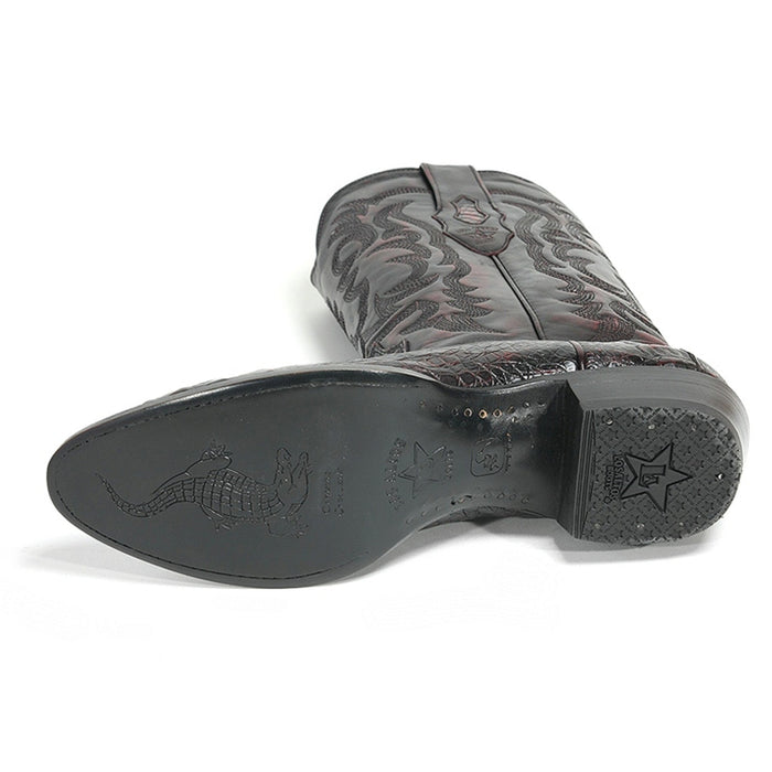 Los Altos Black Cherry Caiman Round Toe Boots