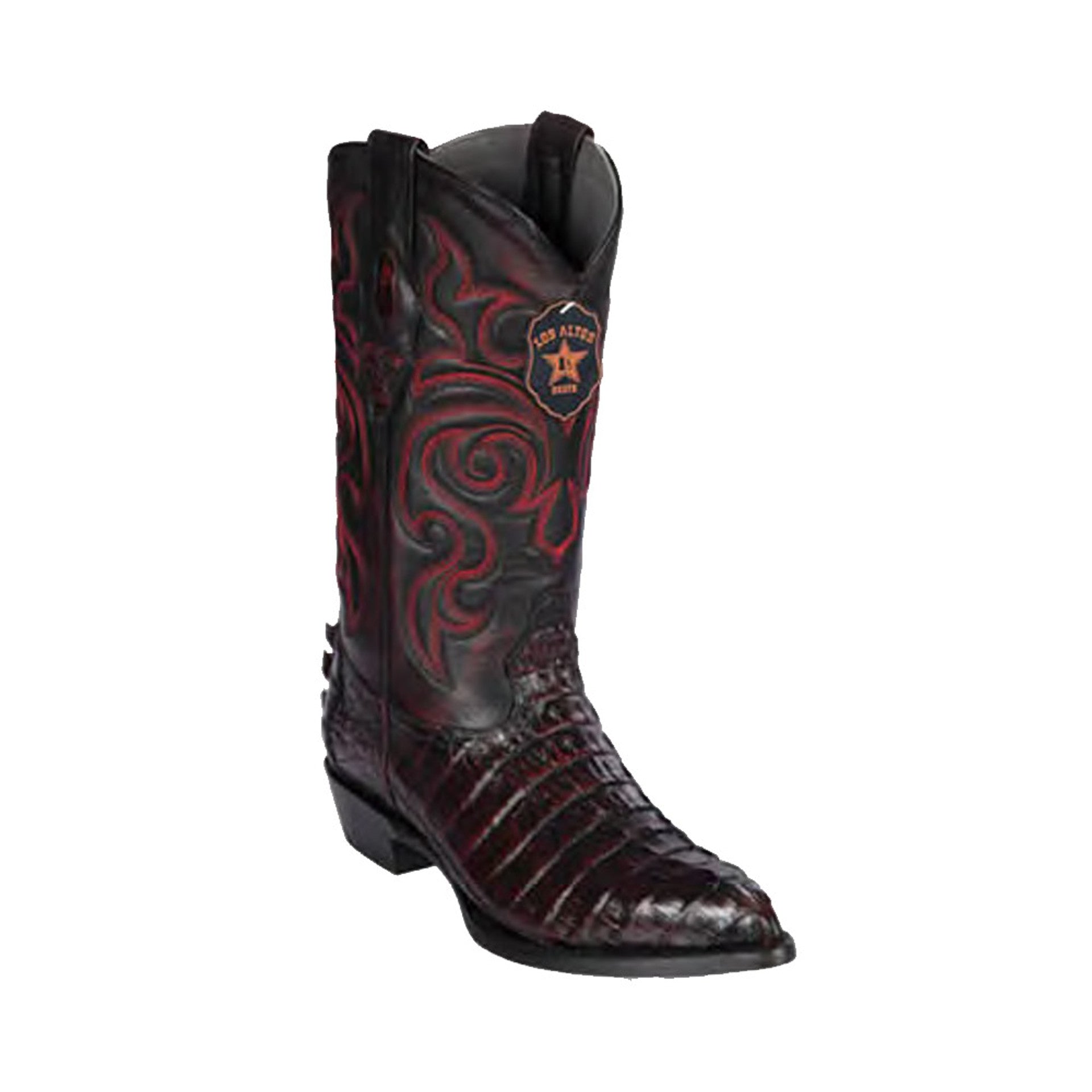 Black Cherry Caiman Tail Boots by Los Altos