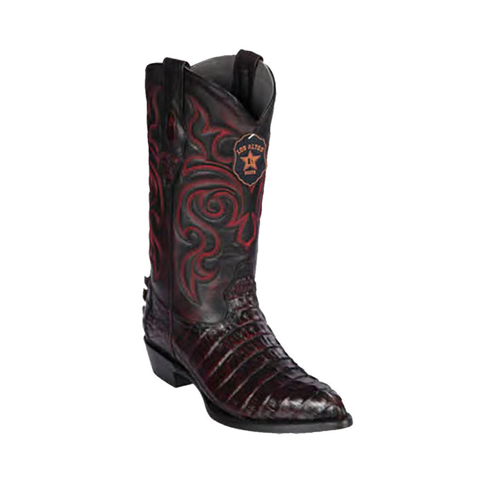 Black Cherry Caiman Tail Boots by Los Altos