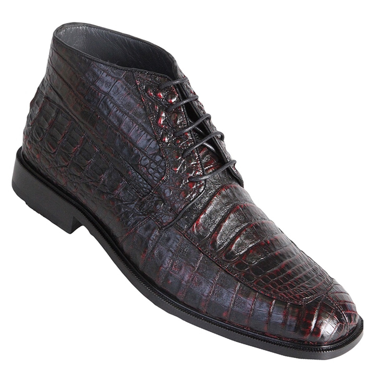 Black Cherry Caiman Crocodile Dress Boots