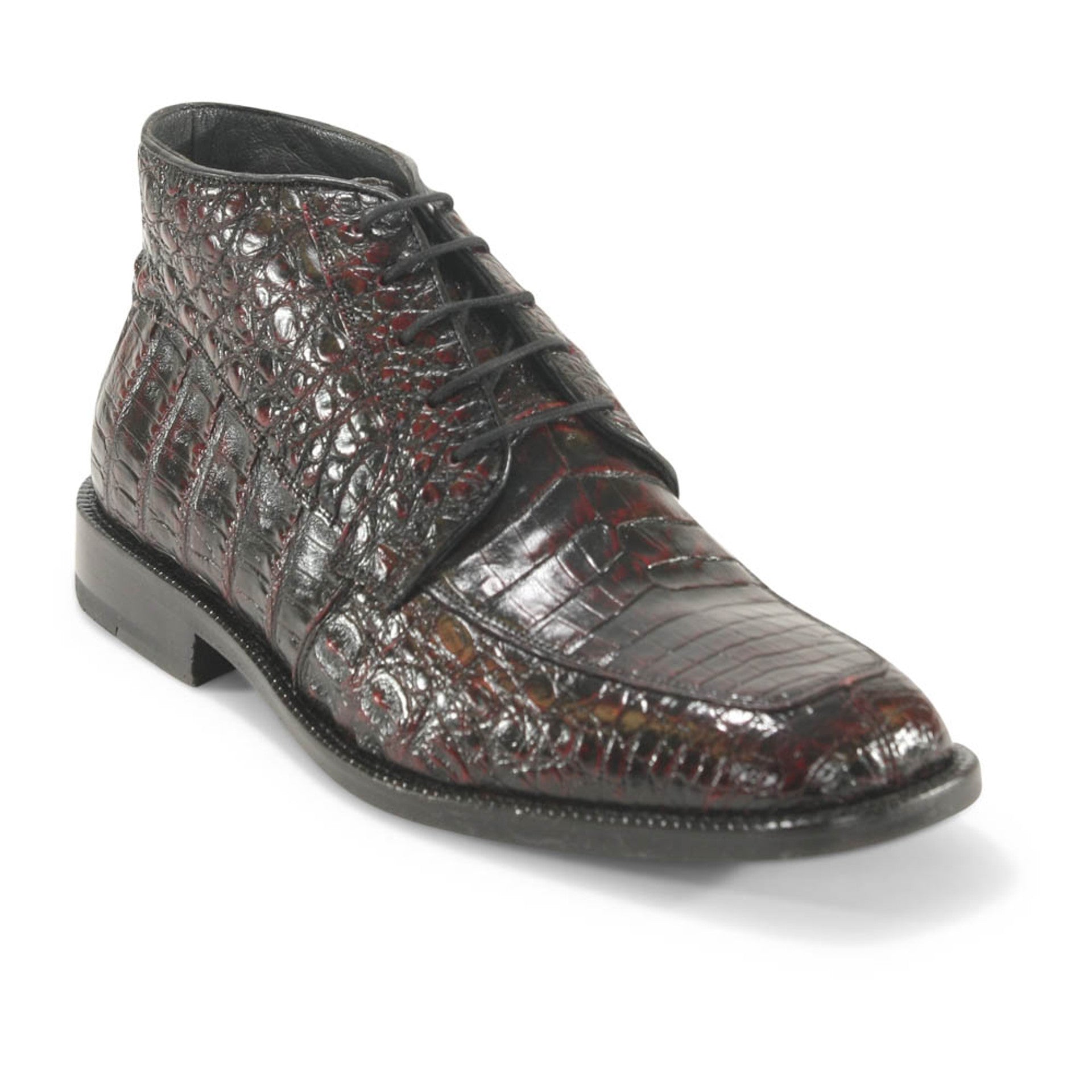 Black Cherry Caiman Crocodile Dress Boots