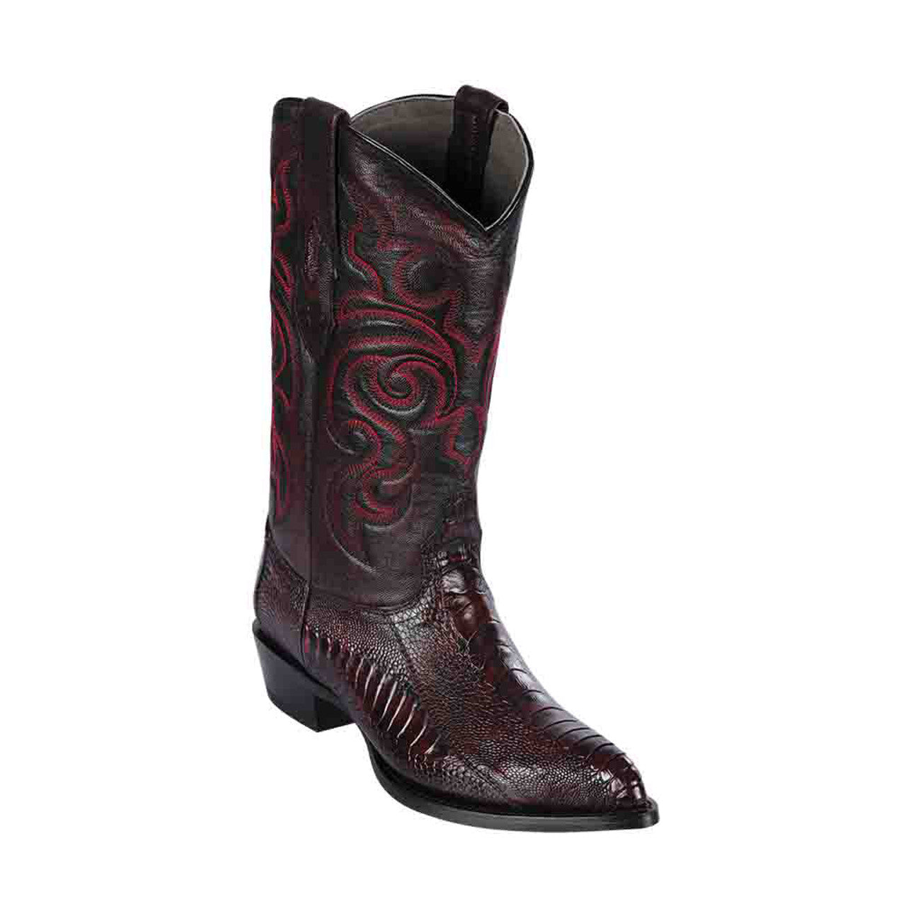 Los Altos Ostrich Black Cherry Leg Boots
