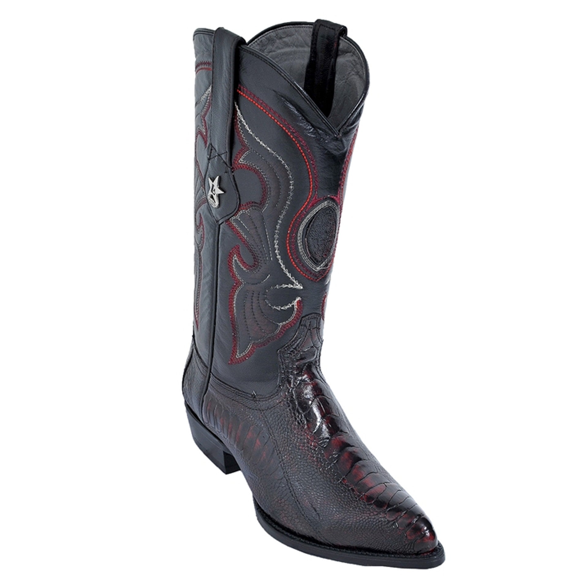 Los Altos Ostrich Black Cherry Leg Boots