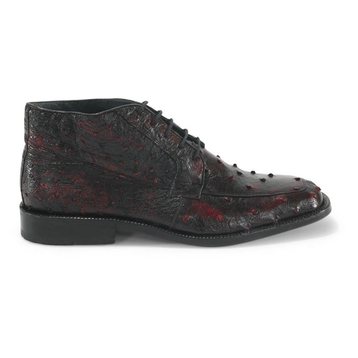 Los Altos Black Cherry Ostrich Ankle Boots