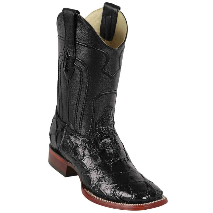 Black Pirarucu Dress Cowboy Boot by Los Altos