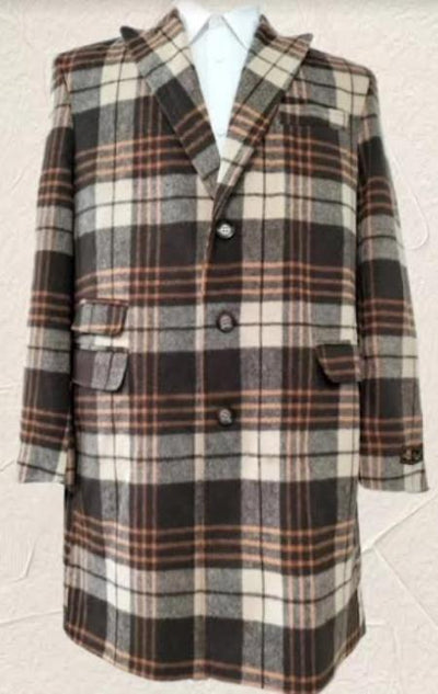 Men’s Multicolor Plaid Peacoat Topcoat