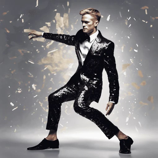 Sequin Tuxedo Suit with Sequin Pants