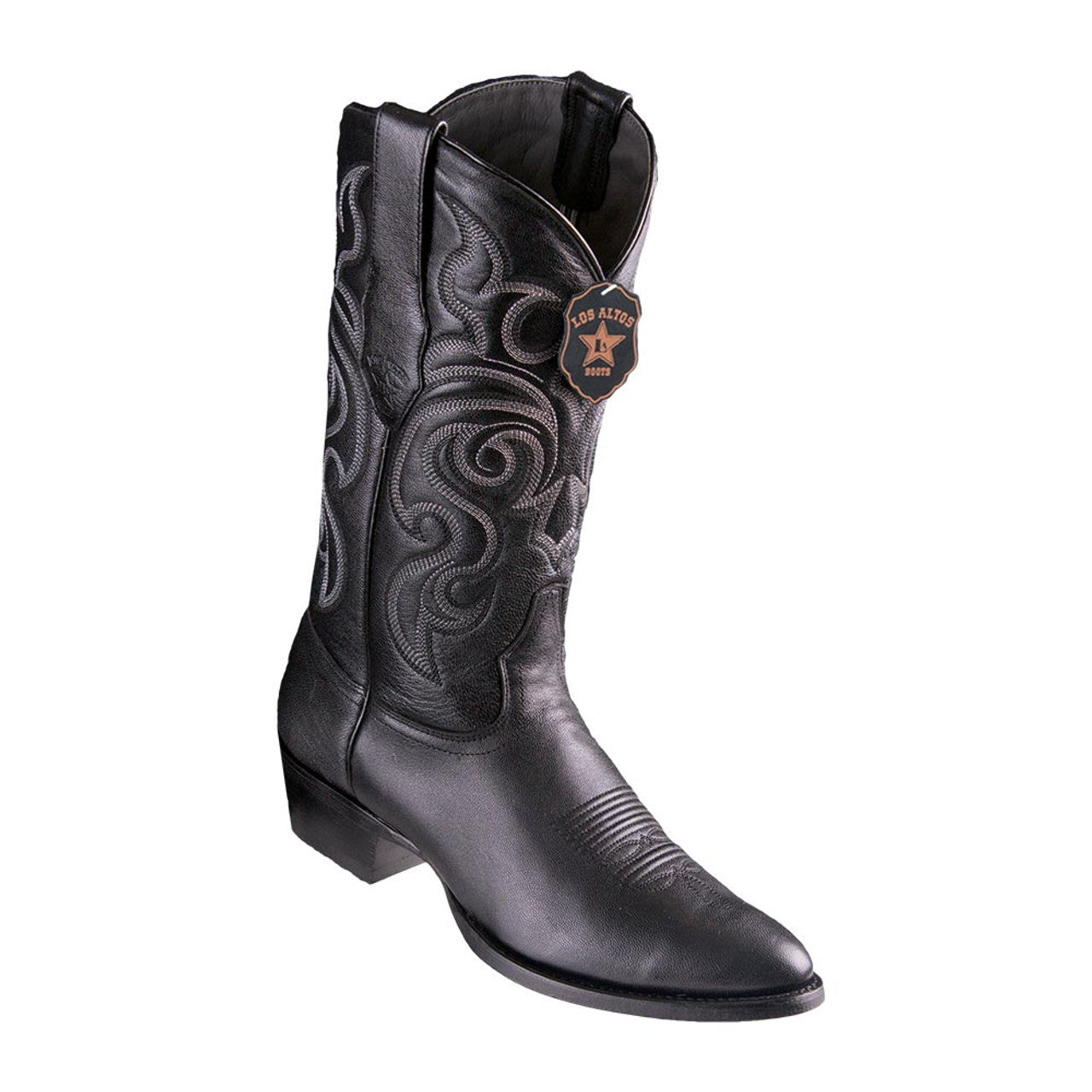 Los Altos Black Goat Leather Round Toe Boots