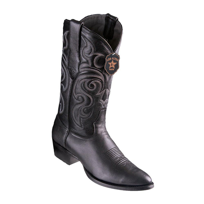 Los Altos Black Goat Leather Round Toe Boots