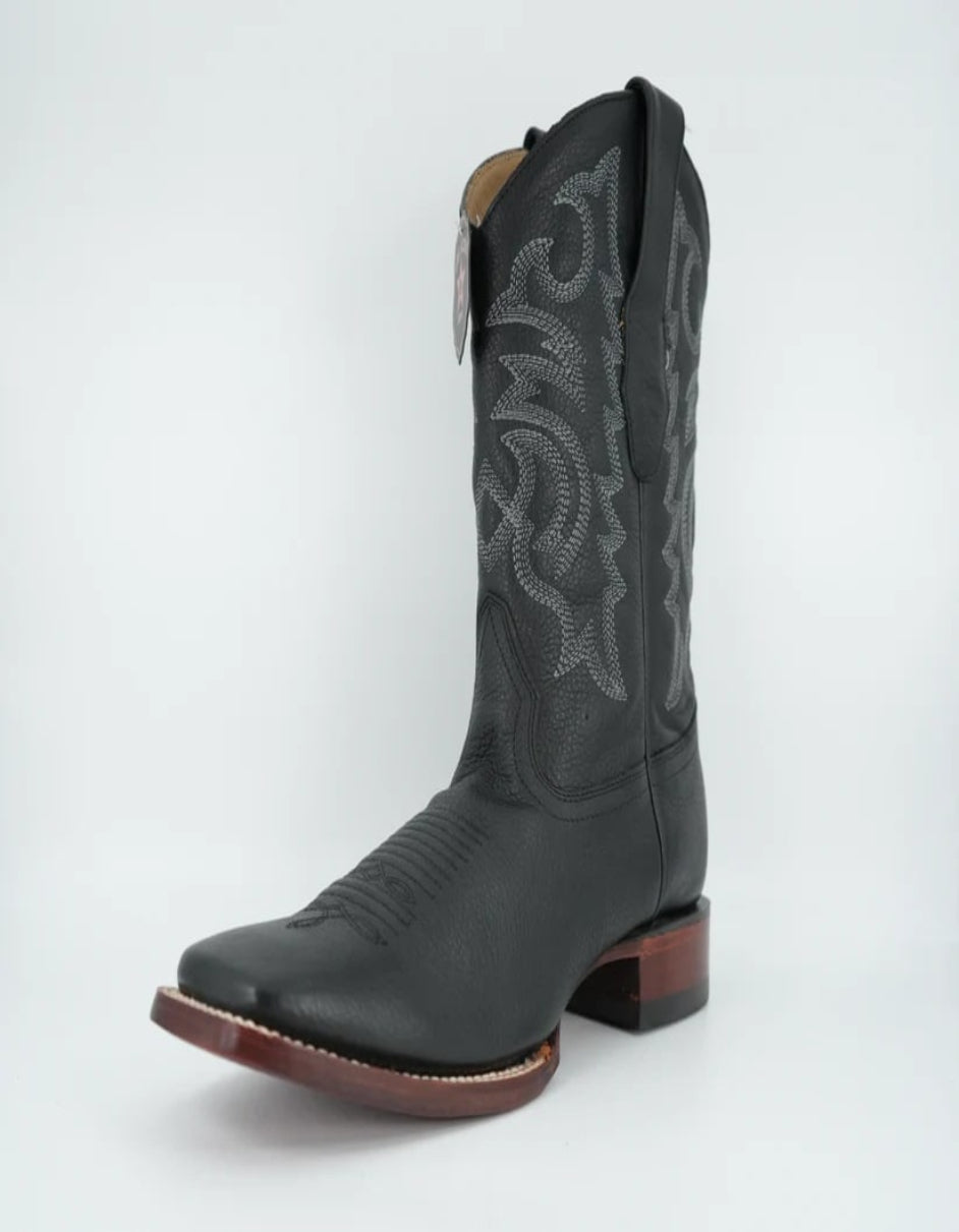 Los Altos Grisly Leather Black Square Toe Boot