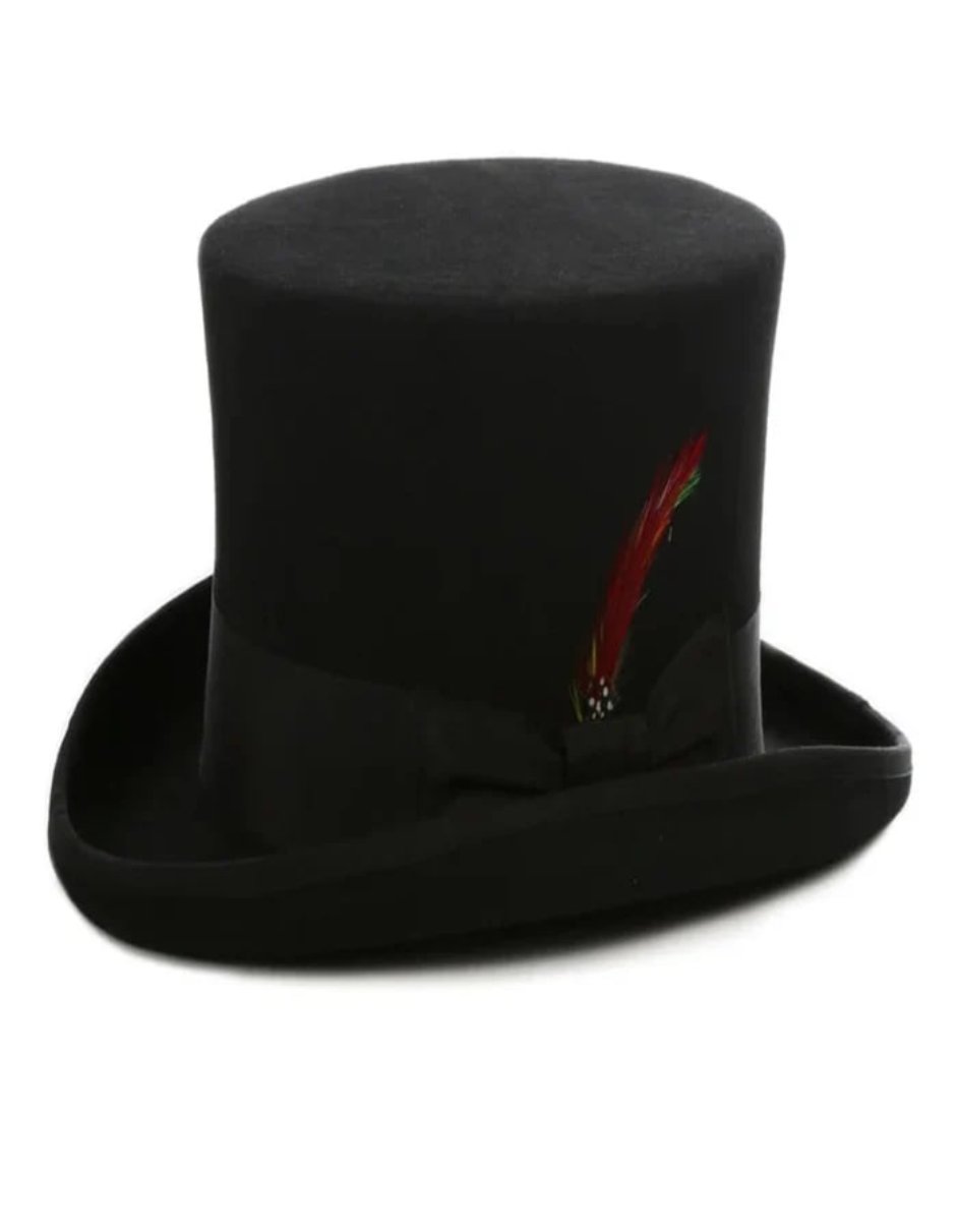 Victorian Steampunk Felt Top Hat - 19th Century Black