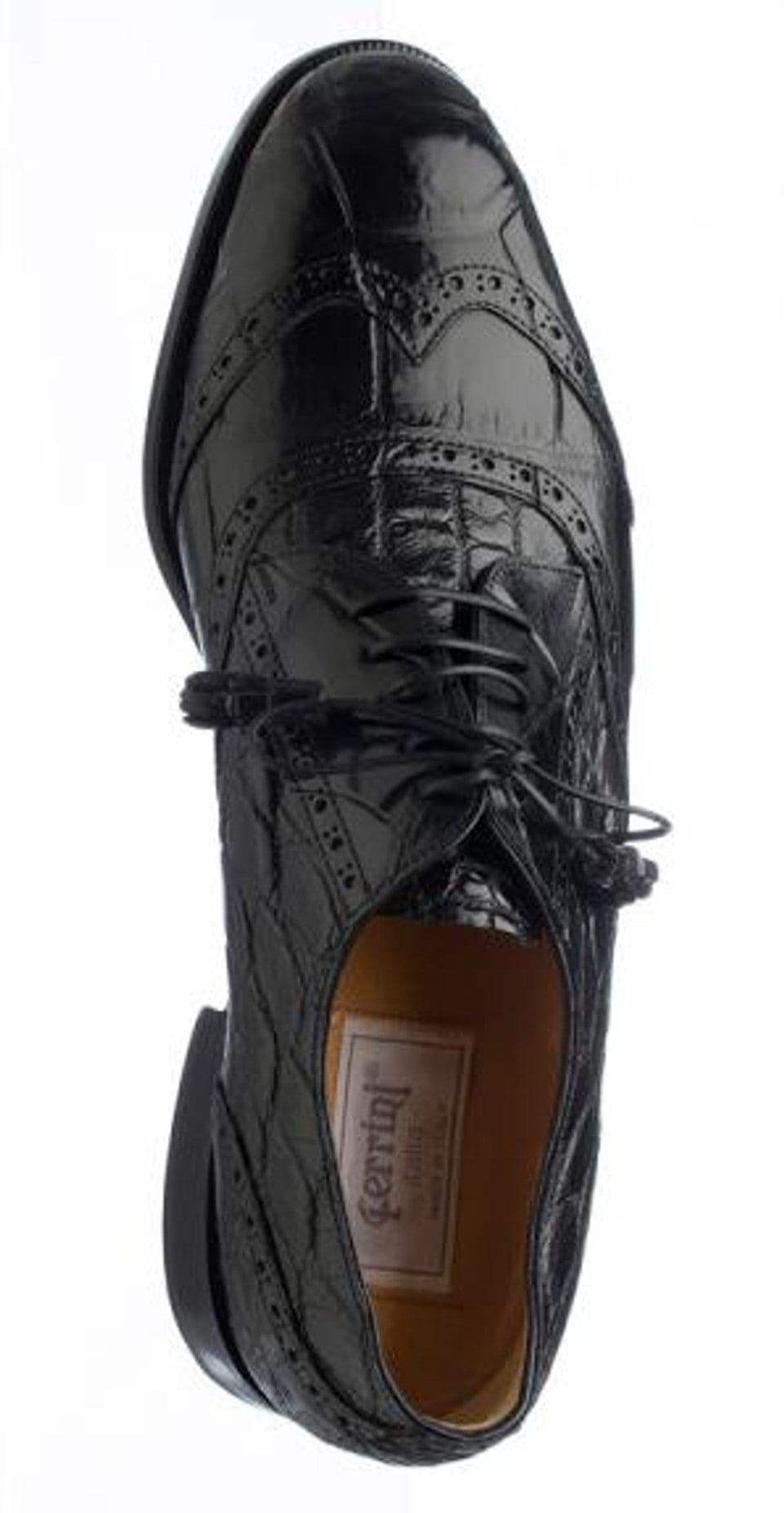 Ferrini Black Alligator Wingtip Shoes for Men