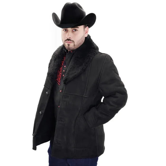 Mens Shearling Brown and Black Jacket