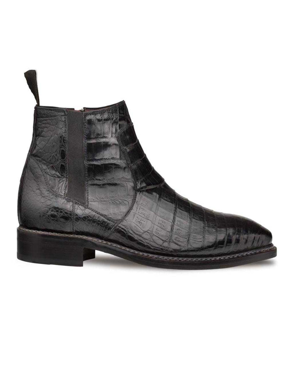 Mezlan Blackmore Black Crocodile Plain Toe Boot