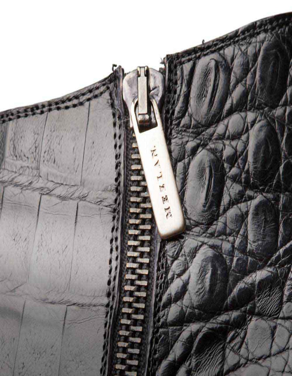 Mezlan Blackmore Black Crocodile Plain Toe Boot