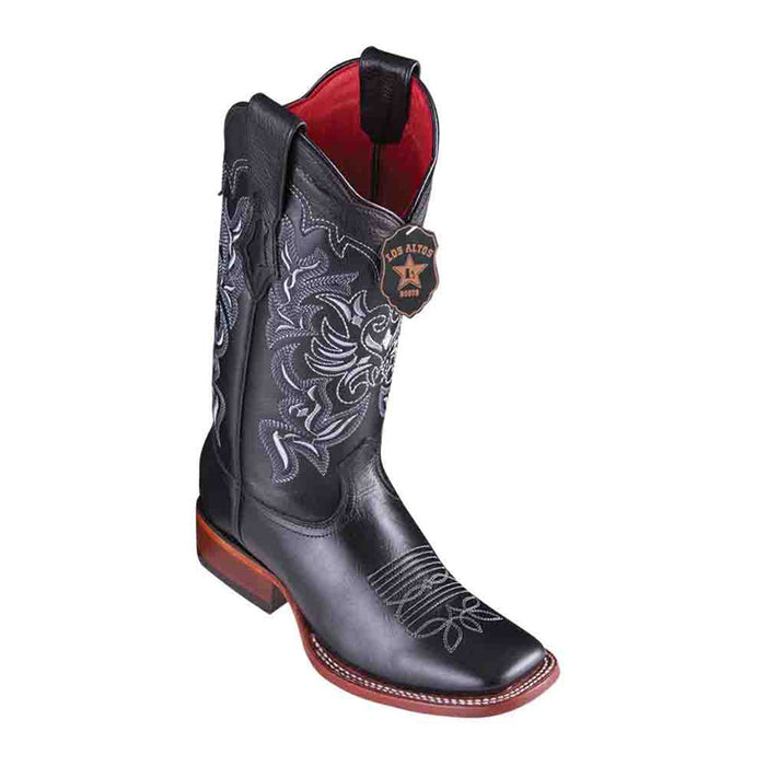 Los Altos Black Vergel Leather Square Toe Womens Boot