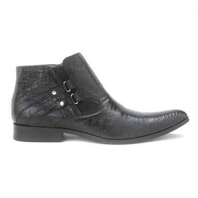 Los Altos Black Genuine Lizard Ankle Boots