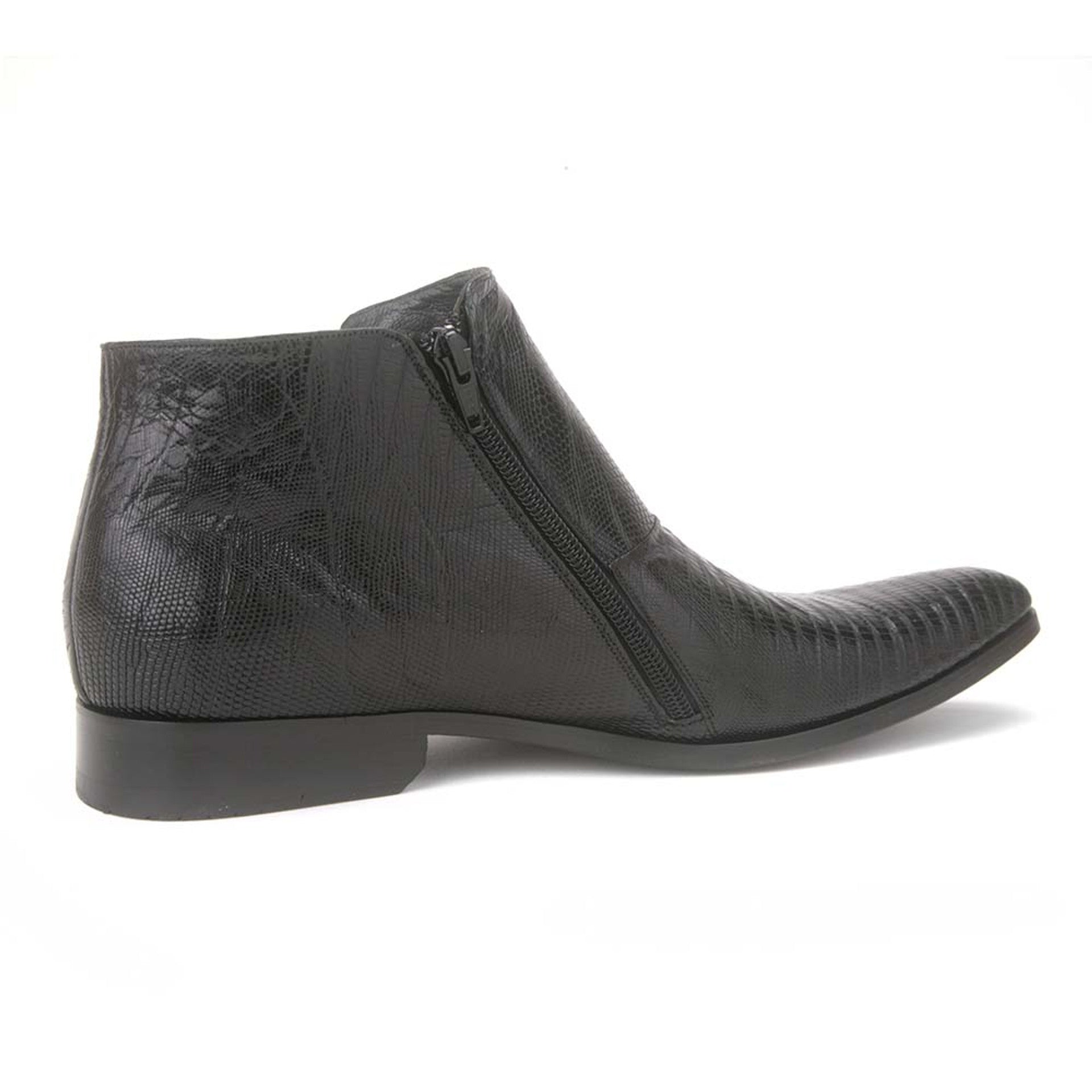 Los Altos Black Genuine Lizard Ankle Boots