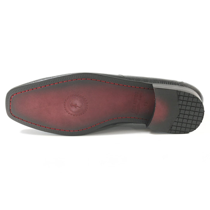 Black Teju Lizard Skin Slip-On Loafers by Los Altos