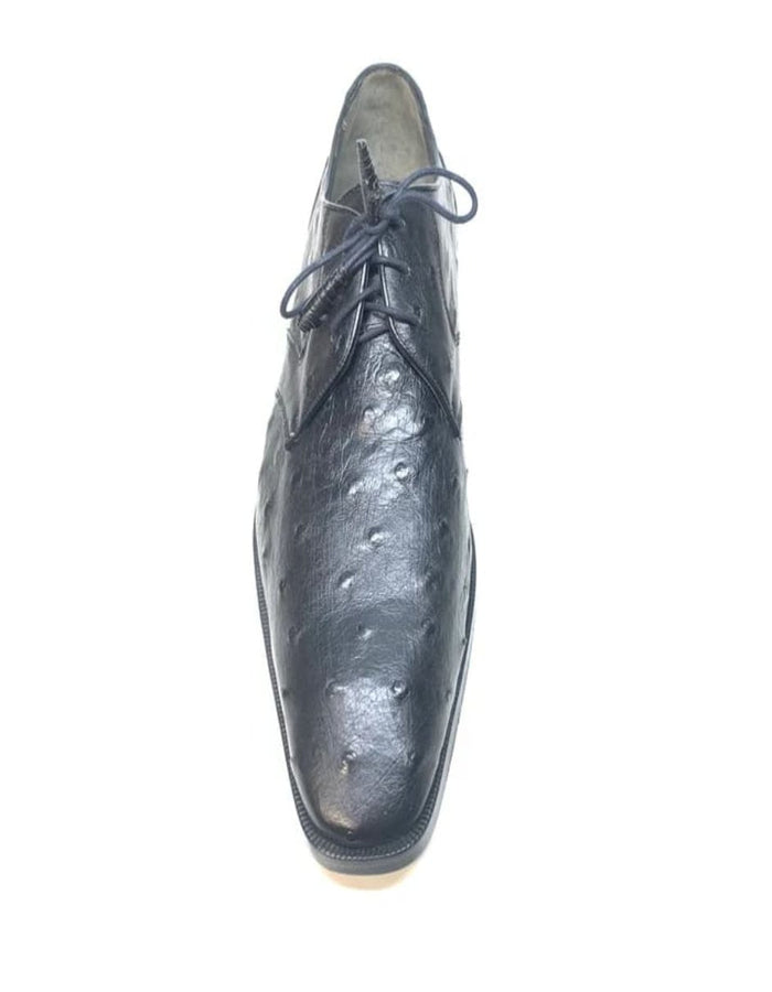 Black Ostrich Quill Dress Lace Ups by Los Altos