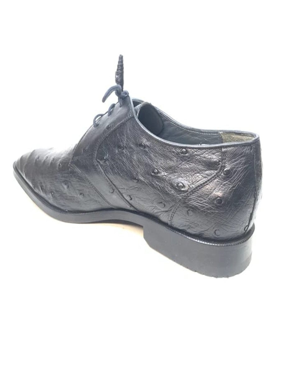 Black Ostrich Quill Dress Lace Ups by Los Altos