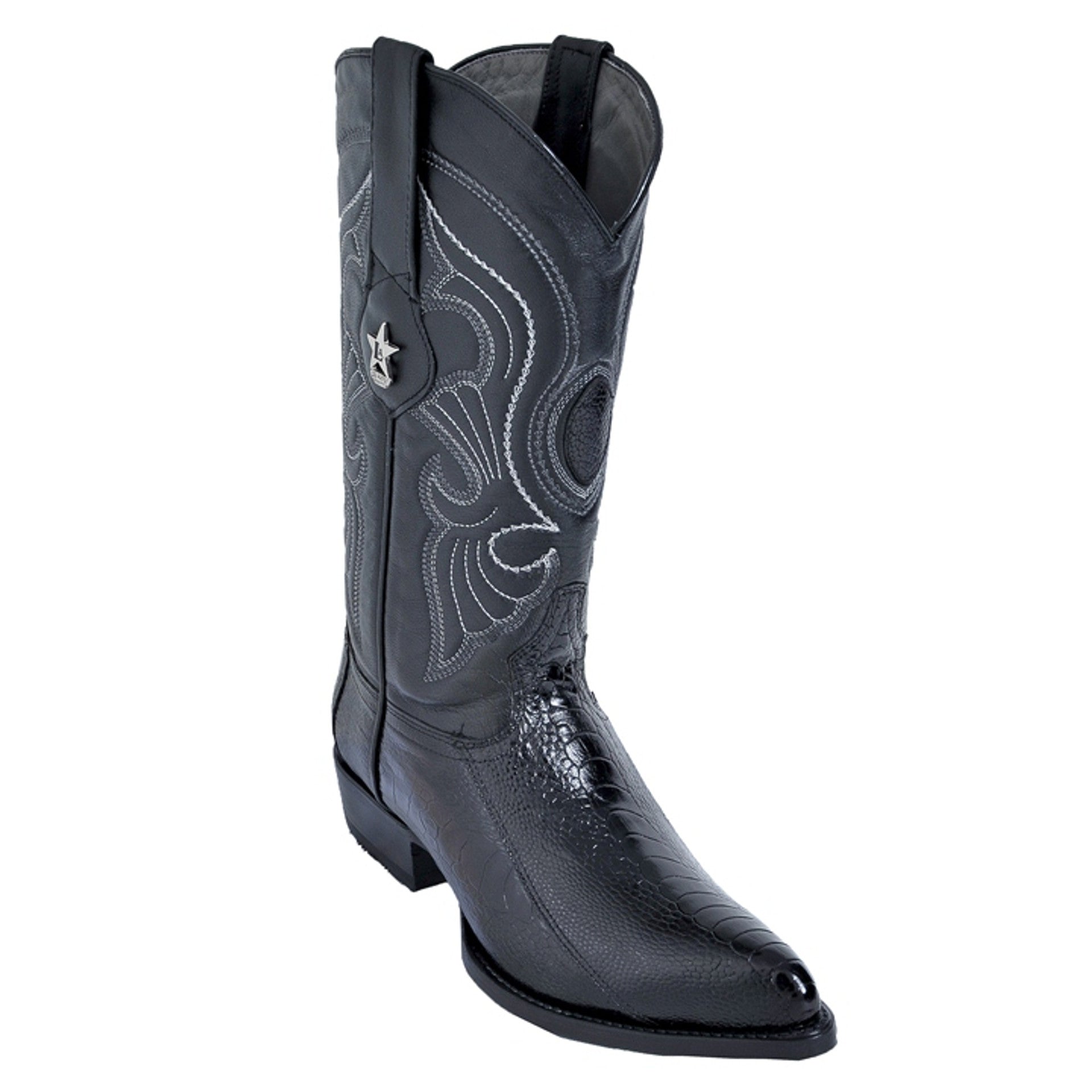 Black Ostrich Leg Boots by Los Altos