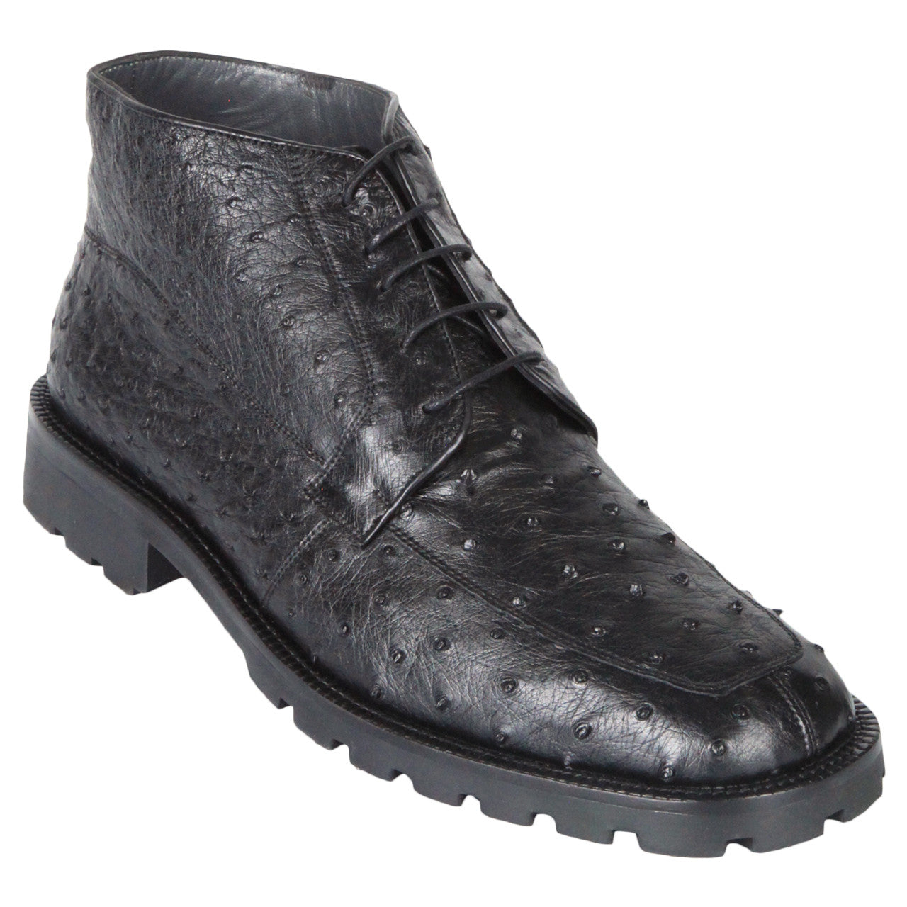 Los Altos Demi Black Ostrich Leather Boots
