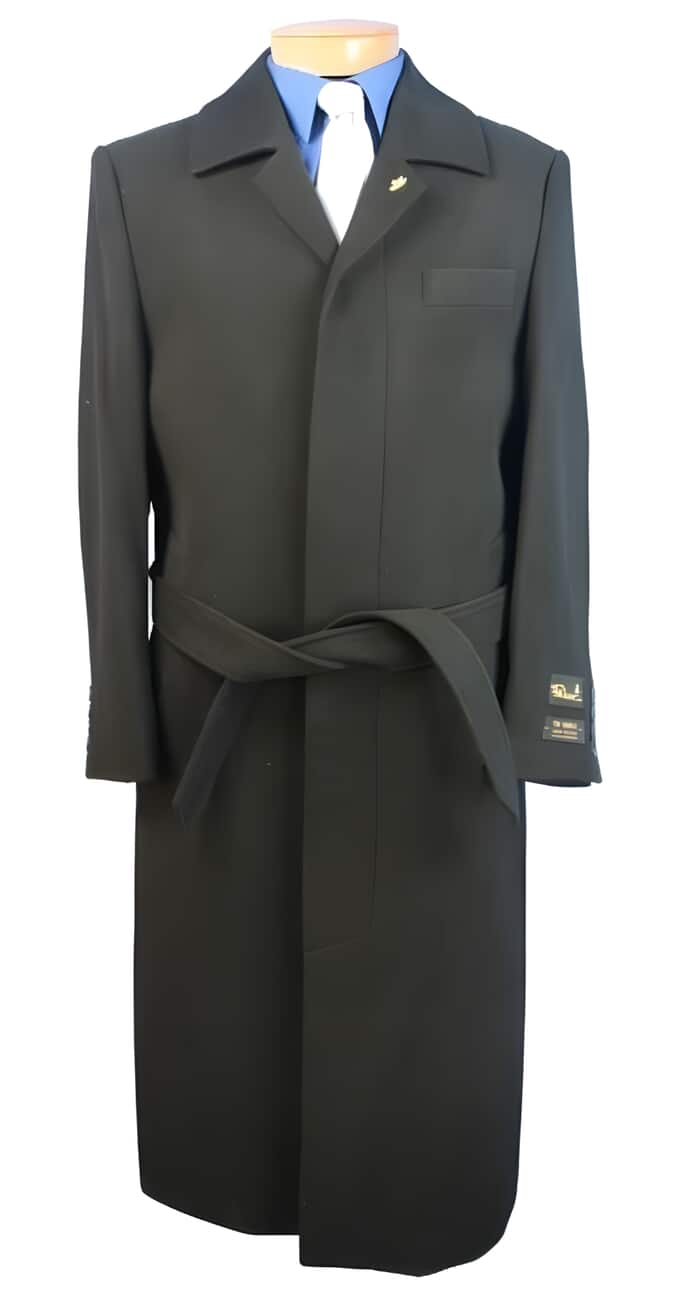 Aero Black Wool Blend Full Length Men's Overcoat