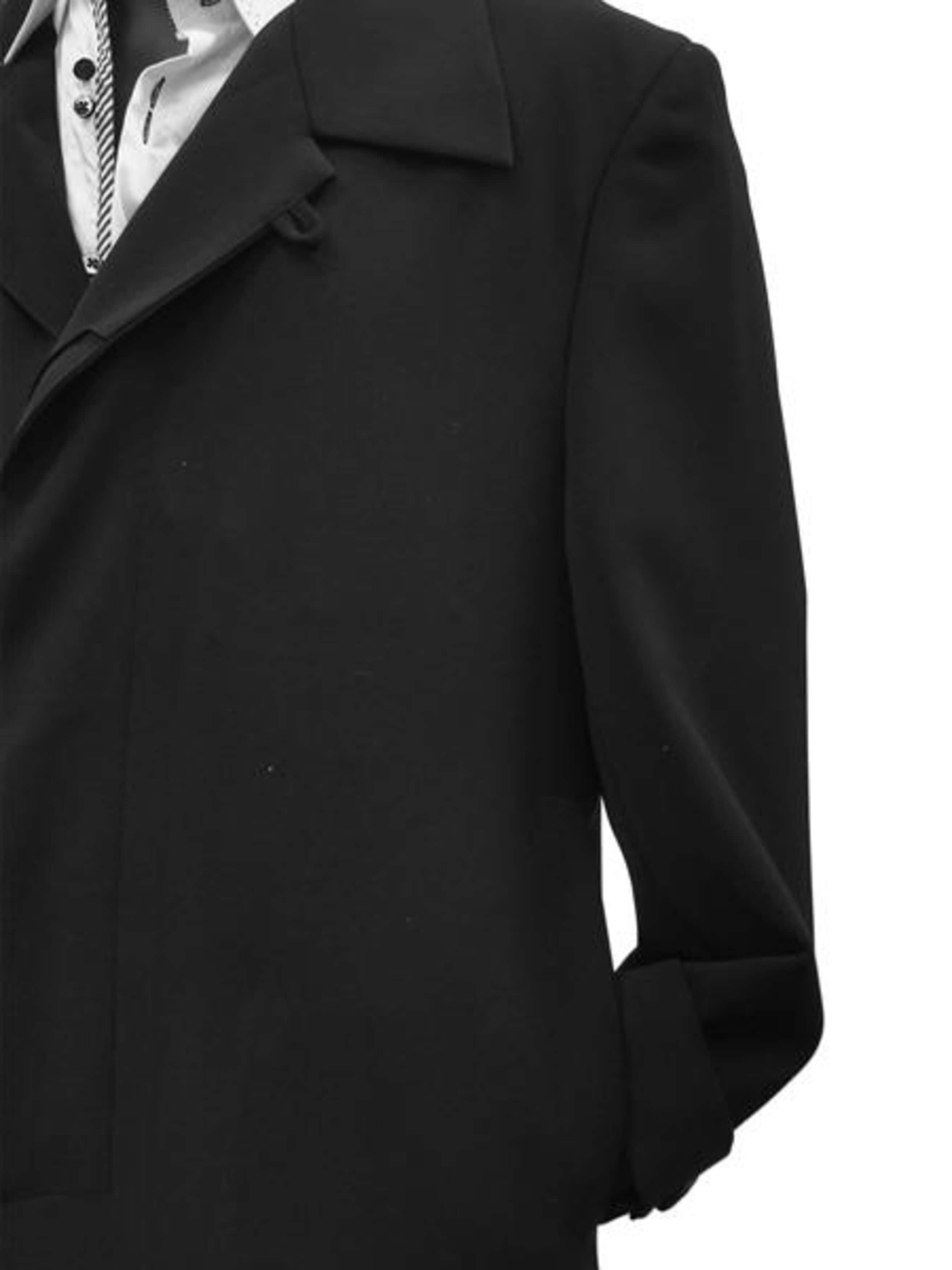 Black Plush MicroFiber Trench Long Coat for Men