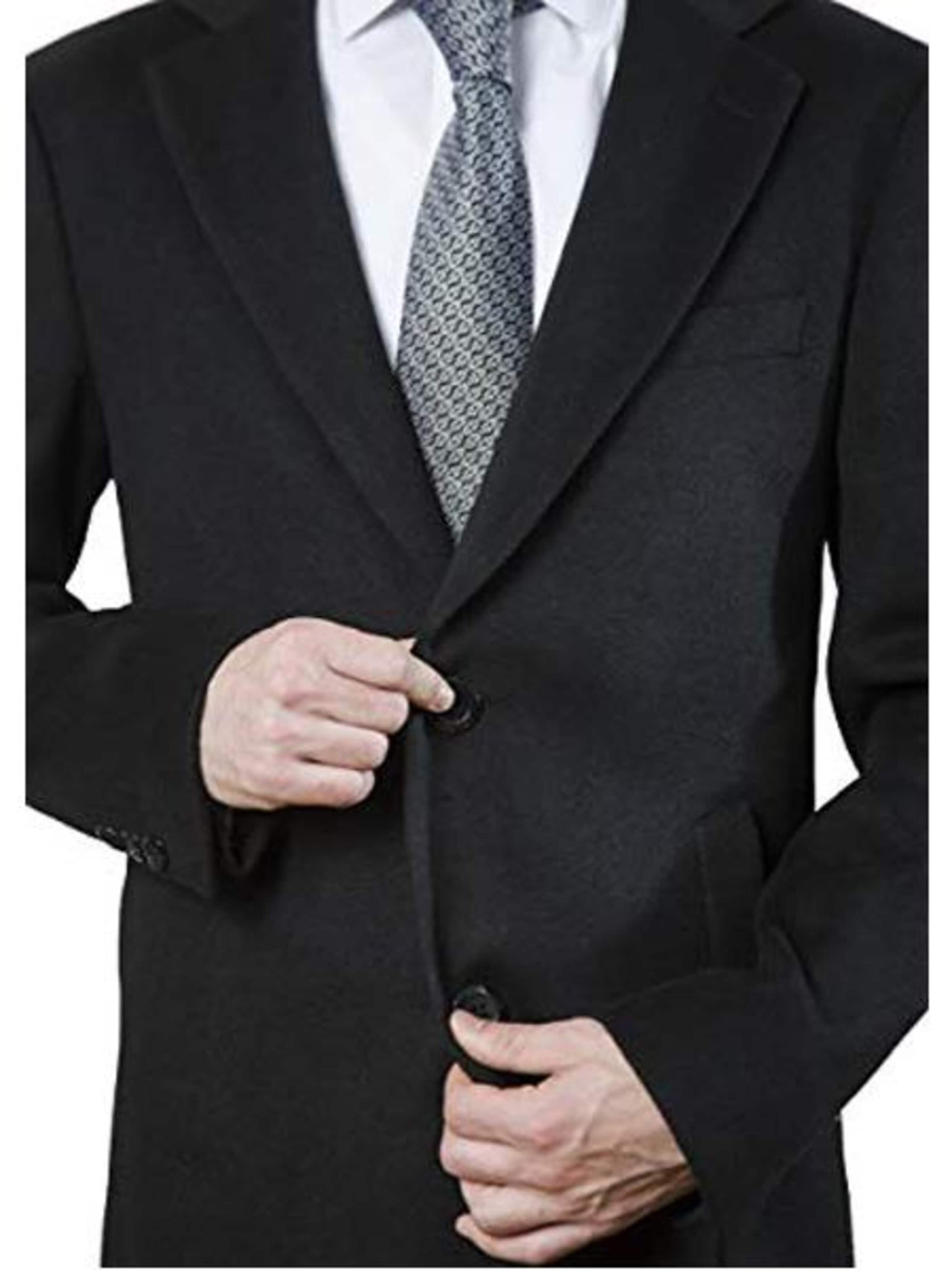 Men's Black Modern Fit Dress Topcoat