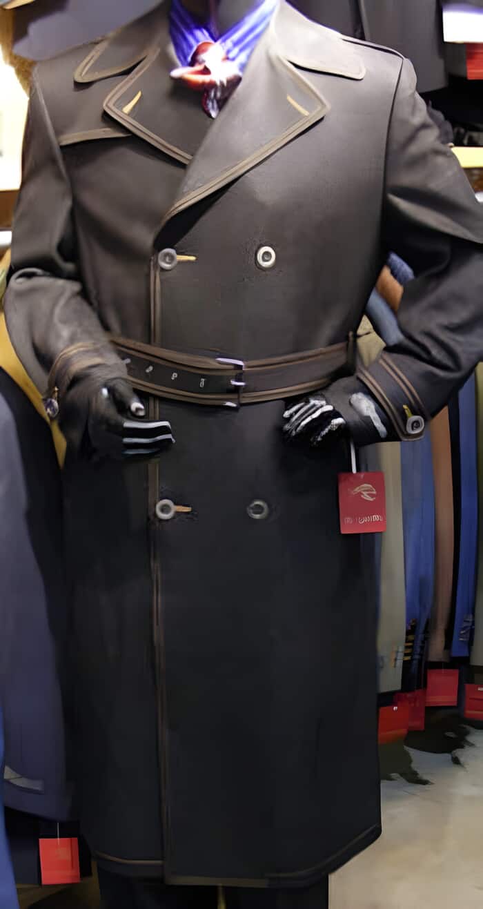 Double Breasted Denim Black Maxi Overcoat