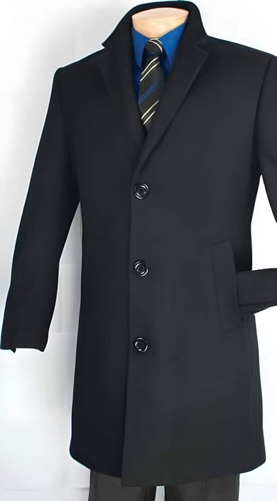 Men's Cashmere Blend Car Coat - Black