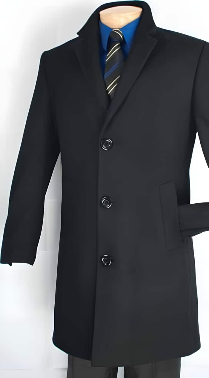 Men's Cashmere Blend Car Coat - Black