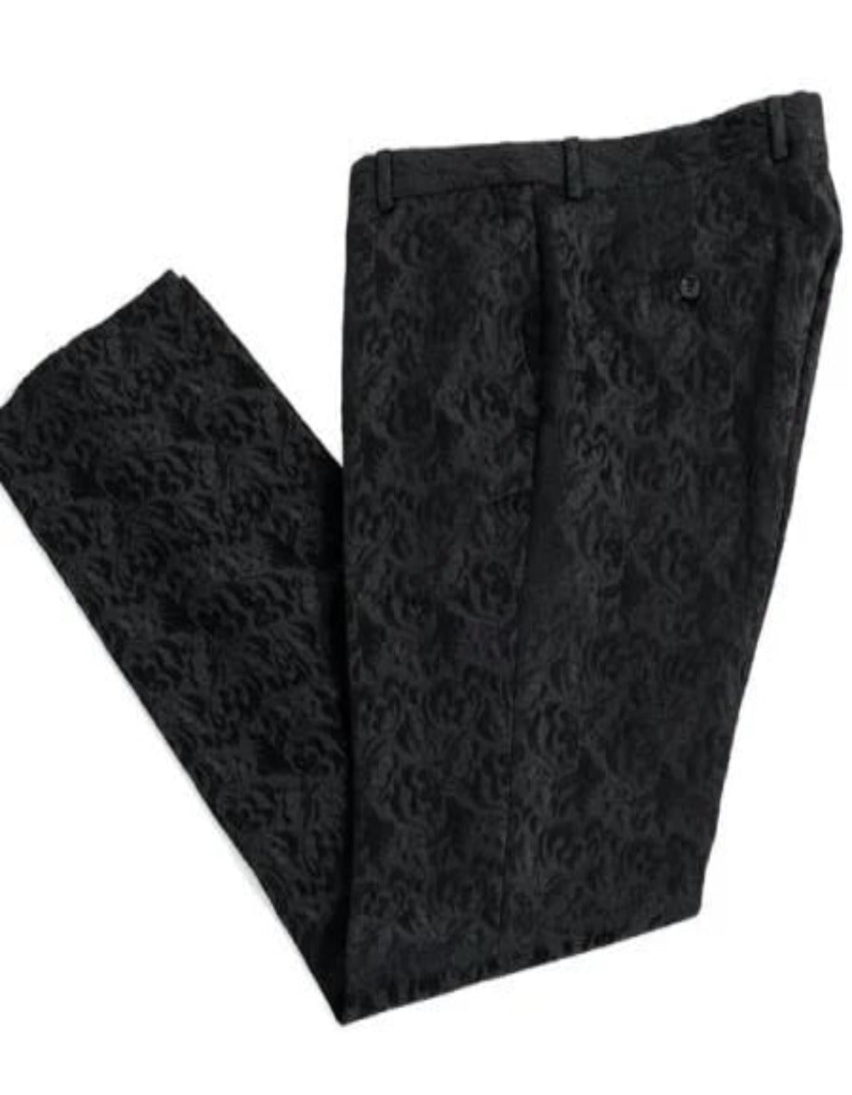 Black Tuxedo with Red Velvet Lapel - Three Piece