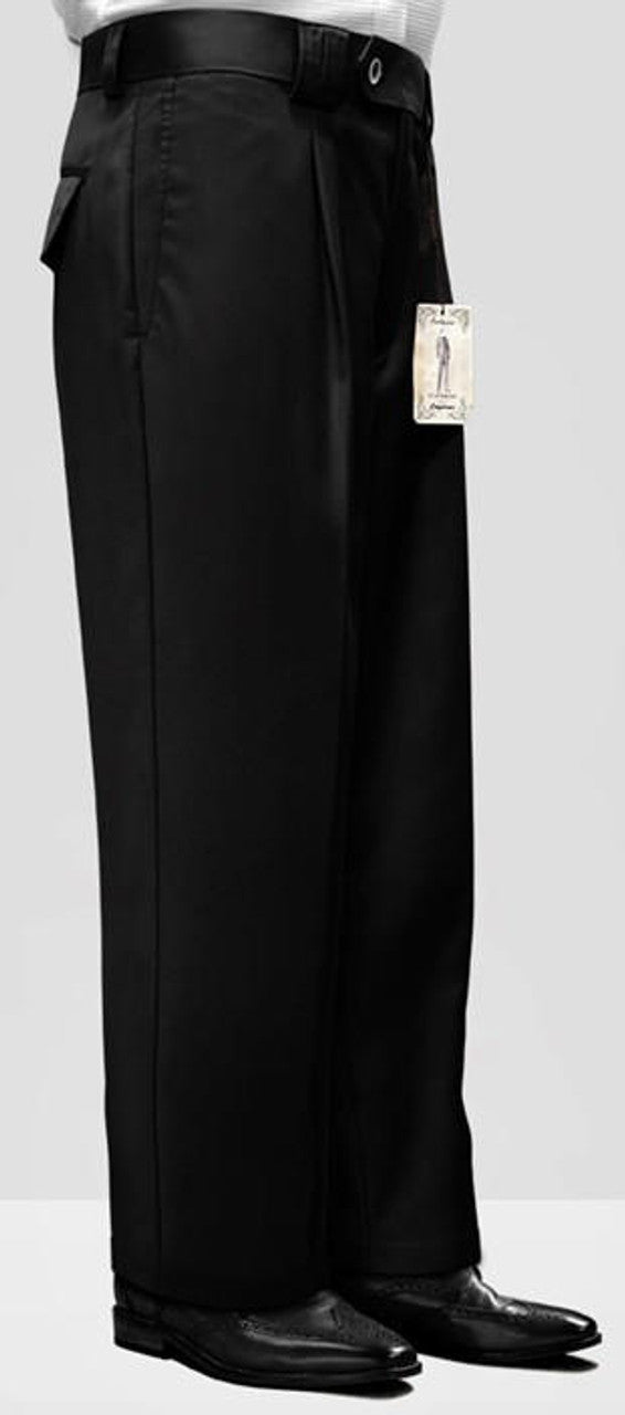 Wool Black Wide Leg Pants for Men