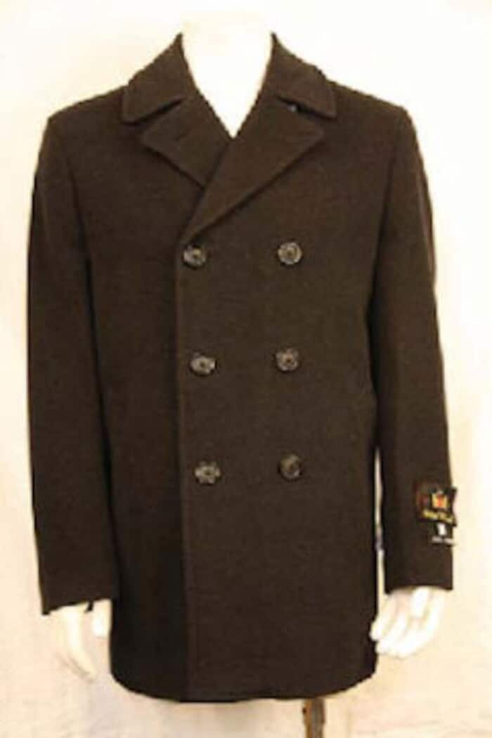 Double Breasted Designer Black Wool Peacoat