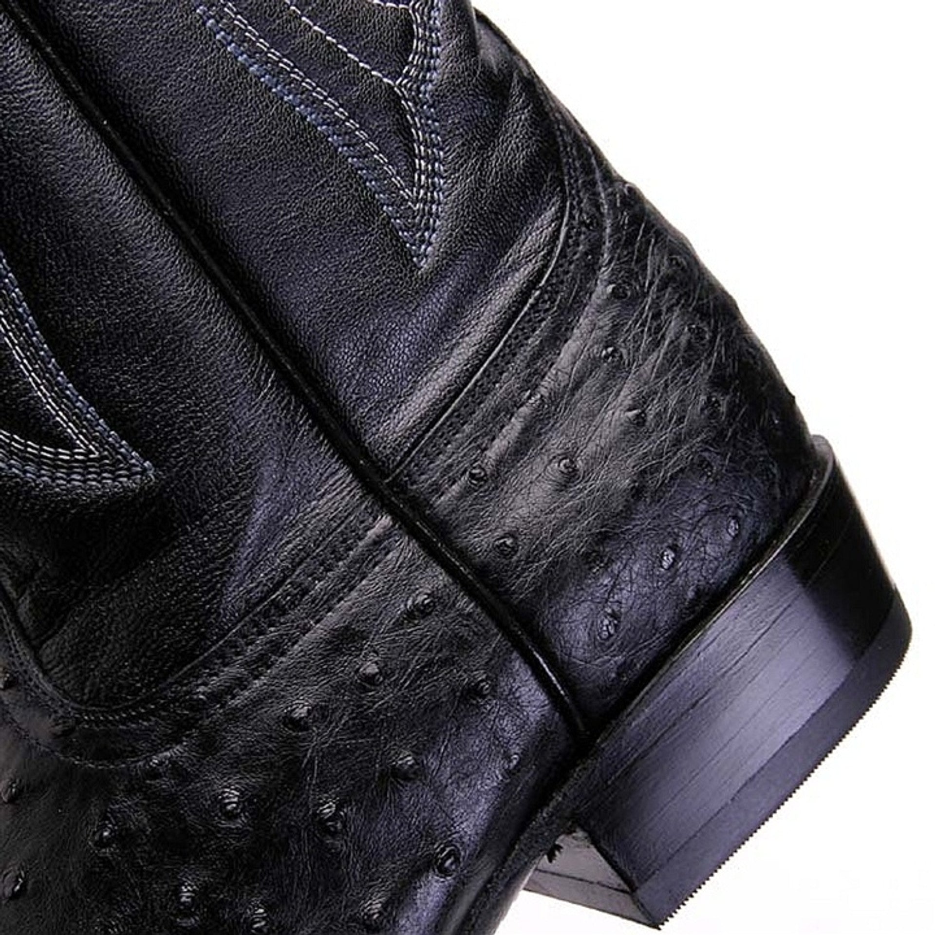 Full Quill Ostrich Black Cowboy Boots for Men